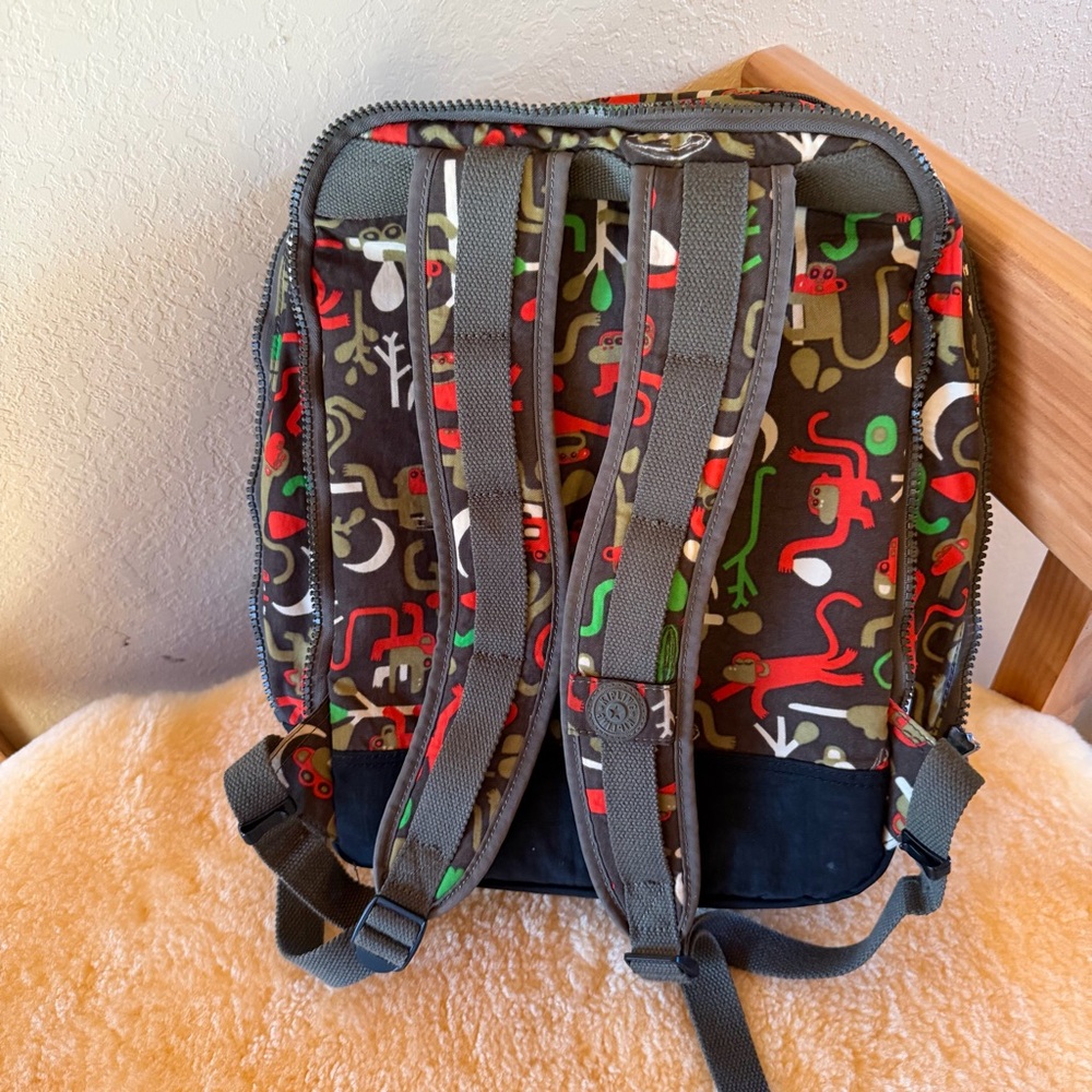 Kipling Multicolor Monkey Printed Computer Backpa… - image 3